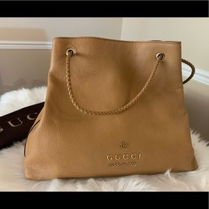 Calfskin Large Braided Handle Gifford Tote Saffron